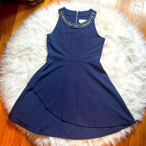 Lavender high neck dress with jeweled neckline, size 14